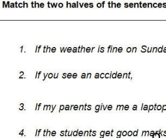 Image result for First Conditional Matching Worksheets