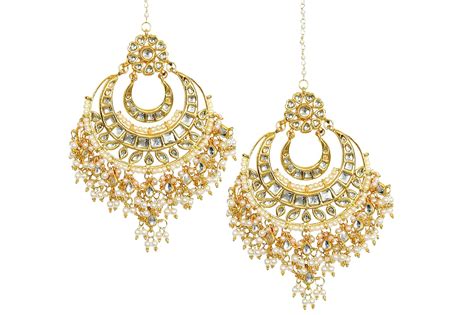 Jewellity Kundan And Pearl Chandbalis Earrings For Women/Girls- ERK-519 ...