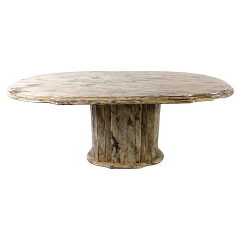 Vintage oval marble dining table, 1970s For Sale at 1stDibs