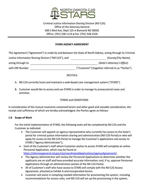 2019-2026 ND CJIS Stars Agency Agreement Form - Fill Out, Sign & Share ...