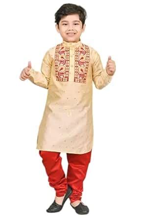 Buy NFC CREATION Boy's Dupion Silk Traditional Ethnic Embroidery ...