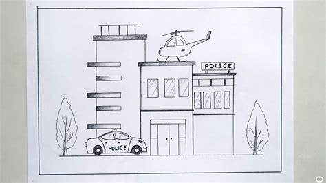 police station drawing || how to draw police station drawing step by ...