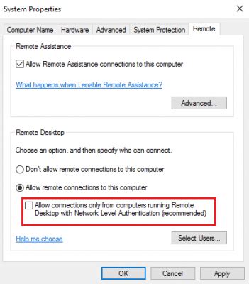 Remote Desktop Network Level Authentication 的图像结果