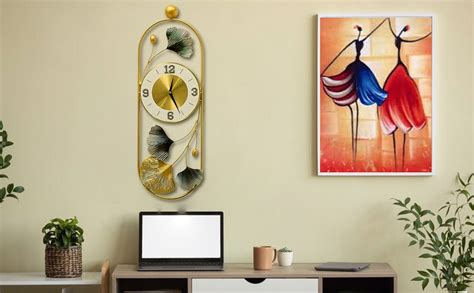 Buy FINE DECOR Metal Wall Clock for Living Room Wall Hanging Decorative ...