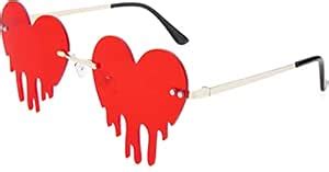 Fusked Melting Heart Sunglasses for Women Men Trendy Design Rimless ...