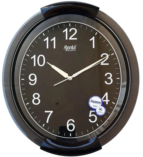 Ajanta Wall Plastic Clock (15 Inches, Silent Movement, Black) - Price ...