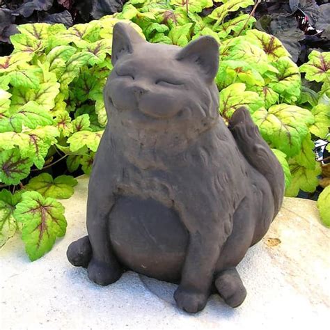 Buy Cast Stone Happy Fat Cat Garden Statue - Antique Gray Online at ...