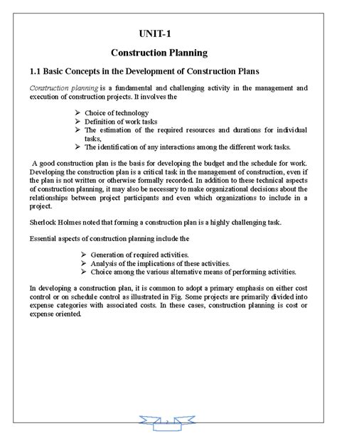 Construction planning scheduling - UNIT- Construction Planning 1 Basic ...