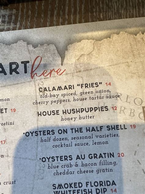 Menu at Half Cracked Tiki Shack restaurant, Charlotte Harbor