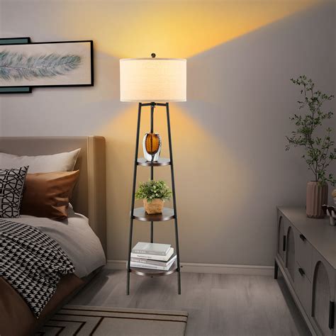 Latitude Run® Shelf Floor Lamp Corner Floor Lamp W/ 3-tier Shelves ...