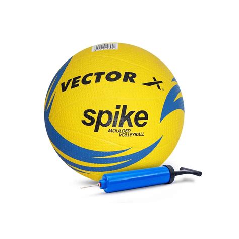 Vector X Spike Rubber Moulded Volleyball With Pump - Size: 4 (Pack of