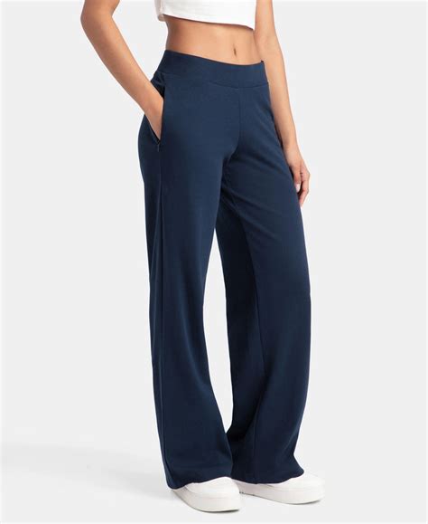 Buy Super Combed Cotton Rich Relaxed Fit Wide Leg Pants with Zipper ...