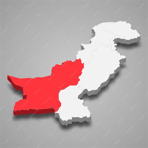 Premium Vector | Balochistan state location within pakistan 3d ...