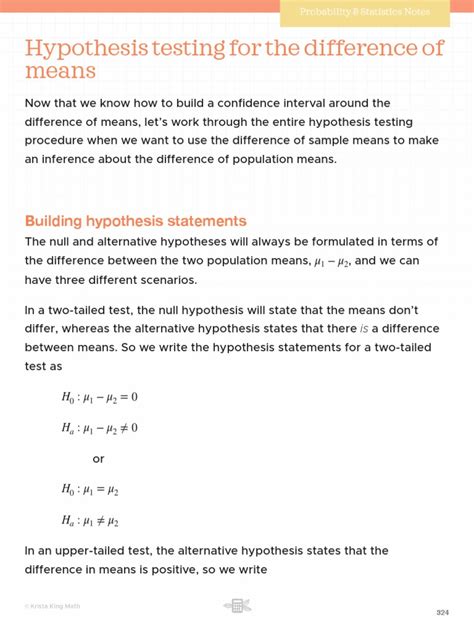 Image result for +Comparing Two Sample Means Hypothsis Testing
