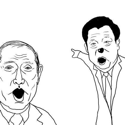 Pointing Soyjack Putin and Xi | Two Soyjaks Pointing | Know Your Meme
