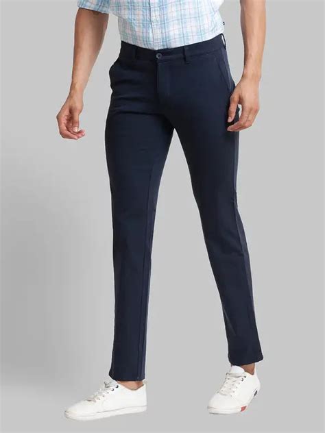 Men Blue Lrt Fit Solid Cotton Blend Trouser – MyRaymond