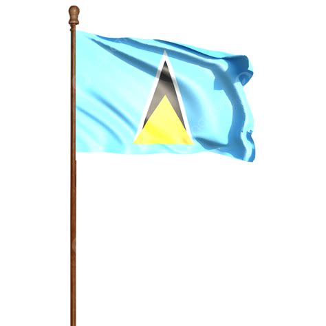 Saint Lucia Flag With Pole, Saint Lucia Flag Waving, Saint Lucia Flag ...