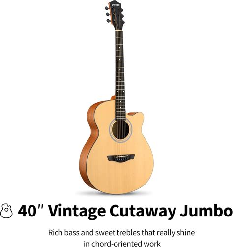 Buy Donner Acoustic Guitar for Beginner Adult Mini Jumbo Cutaway 40 ...