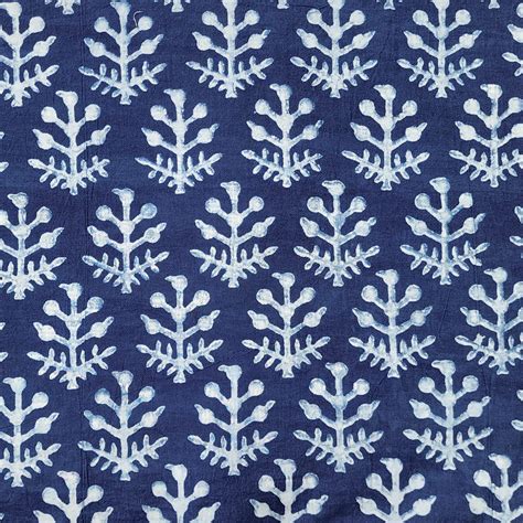 Pure Cotton Akola Indigo Jungle Plant Motif Hand Block Print Fabric ...