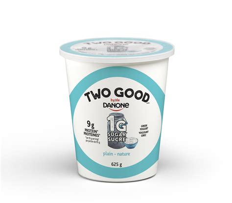Plain Greek yogurt with 1 g of sugar per 95 g serving | Two Good
