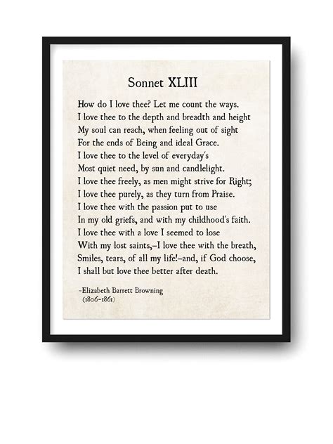 Elizabeth Barrett Browning, How Do I Love Thee, Sonnet 43, Poetry Art ...