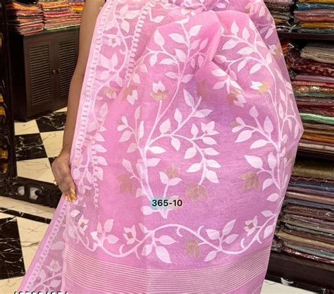 Women's Soft Dhakai Jamdani Saree Color Pink – Rebistore