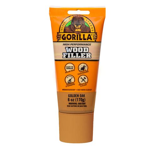 Gorilla Wood Filler Golden Oak 6 Ounce Indoor Outdoor Repair Hole Crack ...