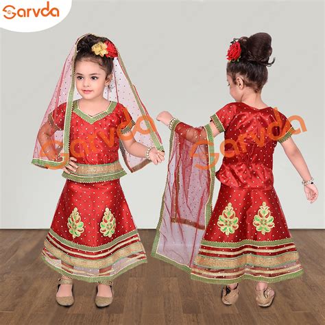 Lahenga Choli with Duppatta Full Set- Red (Radha/Rani/Dance) – Sarvda