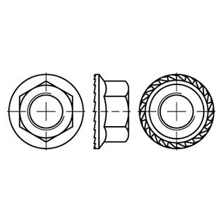 DIN 6923 6kt. Mutter m. Flansch, A2 M 12 VE= 50