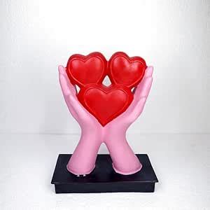 JAIPUR ACE 3 Hearts in Hand Pink Figurine - Perfect for Living Room ...