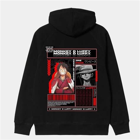 Monkey D Luffy One Piece Unisex Graphic Printed Oversized Hooded Sweat ...