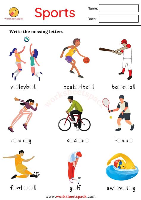 Sports Worksheet 的图像结果