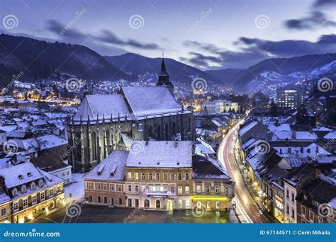 Historic Medieval City of Brasov, Transylvania, Romania, in the Winter ...