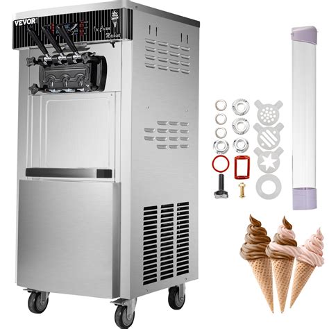 VEVOR 2200W Commercial Soft Ice Cream Machine 3 Flavors 5.3 to 7 ...