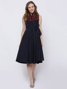Tokyo Talkies Women A-line Blue Knee Length Dress - Buy Tokyo Talkies ...