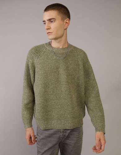 Buy American Eagle Men Green Shaker Crew Neck Sweater Online - 39736076