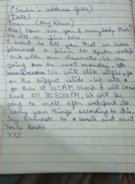 a letter to your friend inviting him to the picnic planned by your ...