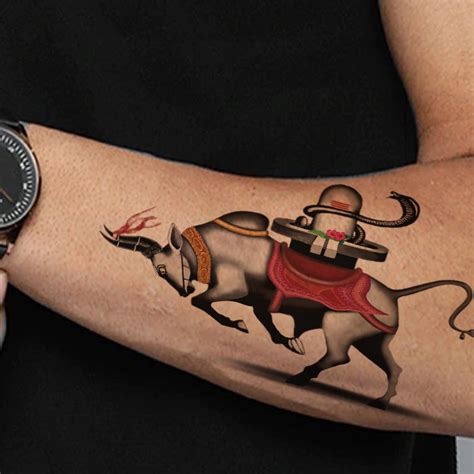 God Nandi With Shivling Temporary Tattoo Waterproof For Boys and Girls ...