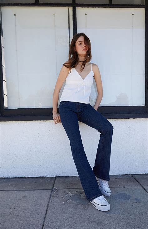John Galt Dark Blue Melody '90s Low Rise Flare Jeans | PacSun
