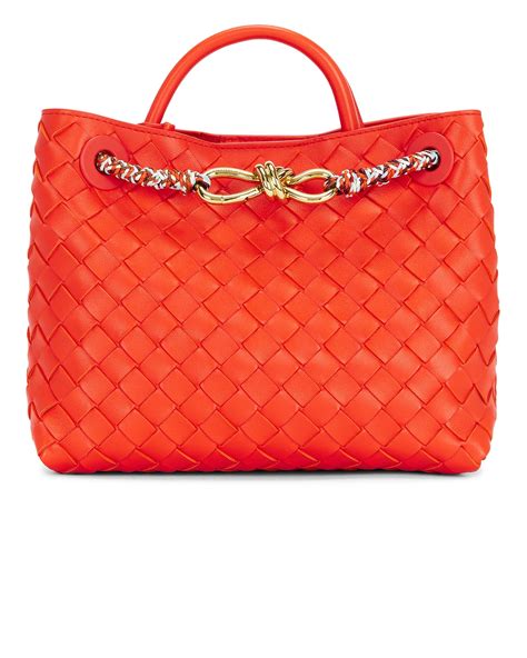 Bottega Veneta Small Andiamo Bag in Cherry Tomato & Muse Brass | FWRD