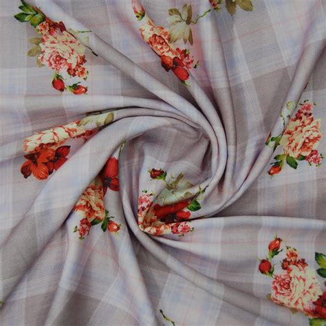 Pink Check Floral Print Spun Fabric - TradeUNO – TradeUNO Fabrics