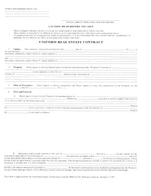 Utah Uniform Real Estate Contract - Fill Online, Printable, Fillable ...