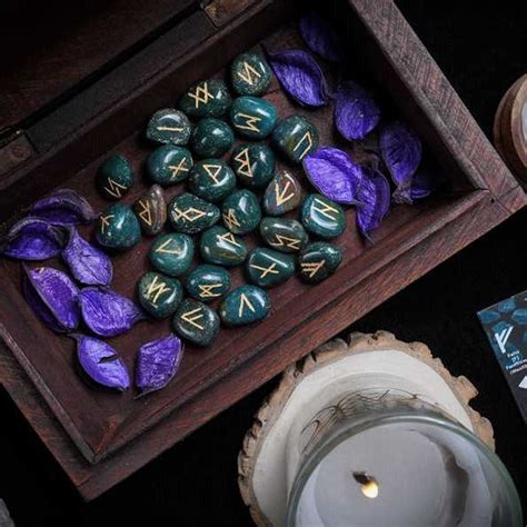 Green Bloodstone Gemstone Engraved Rune Stone by The Indian Hand - Buy ...