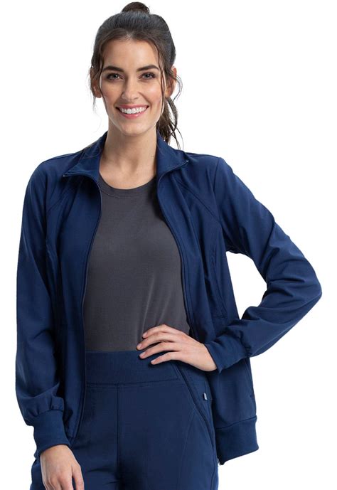 Cherokee Infinity 2391A Scrubs Jacket Womens Zip Front Warm-Up Navy | Medshop Australia