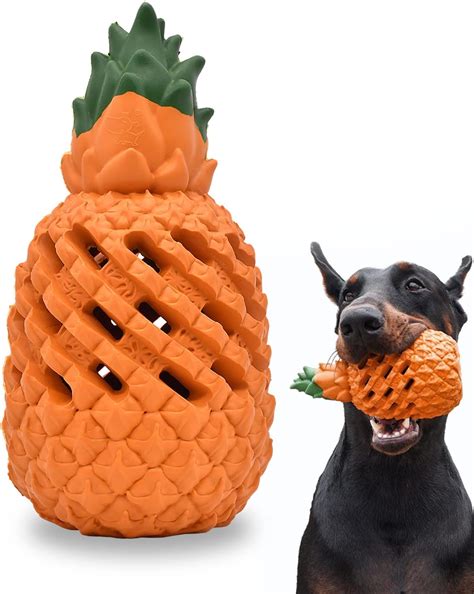 Indestructible Pineapple Dog Chew Toys - Interactive, Natural Rubber ...