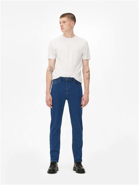 Mens Mid Blue Mid-Rise Slim Fit Jeans | Primark