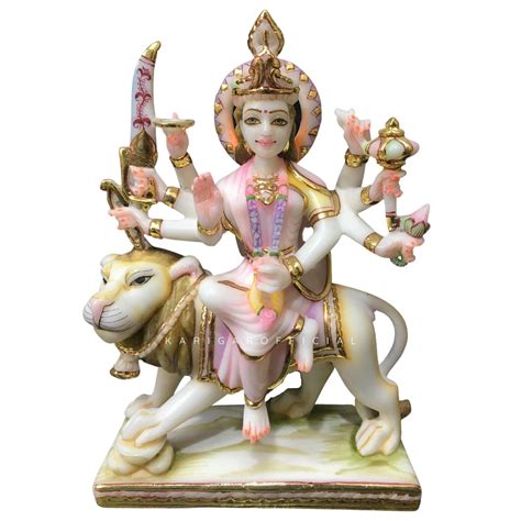 Buy Durga Statue, Large 12 inches Marble Murti, Calm Maa Durga Sitting ...