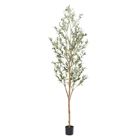 Bellacat Faux Olive Tree 7ft?Olive Trees Artificial Indoor with Natural Wood Trunk and Realistic ...