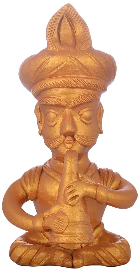 Buy Tinatangi Terracotta Tansen Playing Flute Figurine (10 cm x 7.5 cm ...