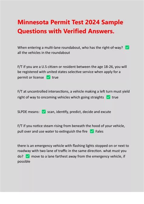 Minnesota Permit Test 2024 Sample Questions with Verified Answers ...